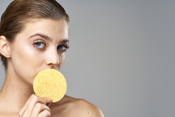 woman with sponge