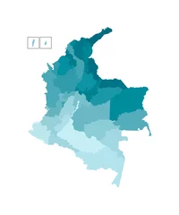 Fototapeten Vector isolated illustration of simplified administrative map of Colombia. Borders of the departments (regions). Colorful blue khaki silhouettes © Olli