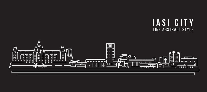 Cityscape Building Line art Vector Illustration design - iasi city