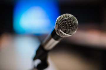 Mic and bokeh background, Seminar background, Meeting background.
