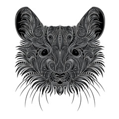 Portrait of a mouse from beautiful patterns. Vector illustration for print.