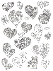 seamless white black hearts on a white background