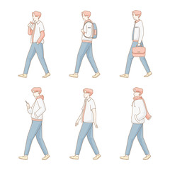 Obraz premium man walking on many condition illustration set