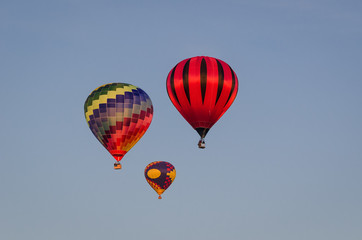 FESTIVAL OF BALLOON SPORT LOVERS - Flight of balloons on a blue sky