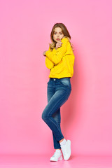 young girl in jeans