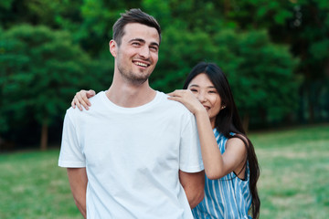 happy couple in the park