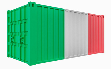 3D Illustration of Cargo Container with Italy Flag