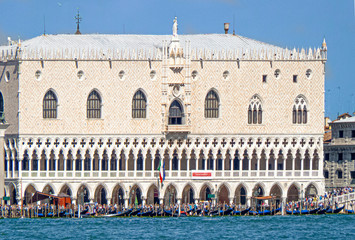 view of Venice from Grand Canal - Dodge Palace, Campanile on Piazza San Marco (Saint Mark Square),...