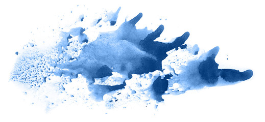 Obraz premium Abstract watercolor background hand-drawn on paper. Volumetric smoke elements. Blue color. For design, web, card, text, decoration, surfaces.