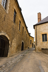 small alley, medieval castle. Sedan, France