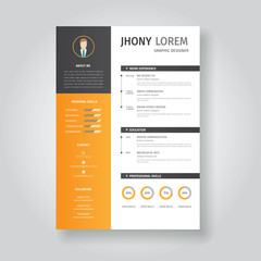Creative resume / vitae template design with yellow gradient