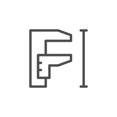Thickness measurement line outline icon