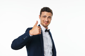 portrait of a young businessman with thumb up