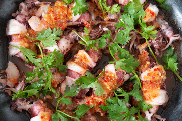 Steam Squid with Spicy Chili and Lemon Sauce.