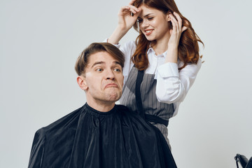 hairdresser and young man