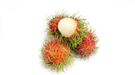 Rambutan isolated on white background with clipping path