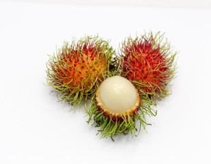 Rambutan isolated on white background with clipping path