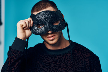 man with gas mask and mask