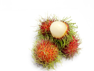Rambutan isolated on white background with clipping path