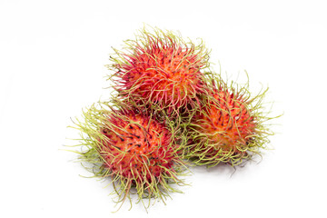 Rambutan isolated on white background with clipping path