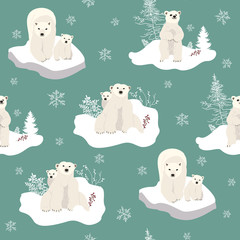Polar bear in winter seamless pattern - 279318763