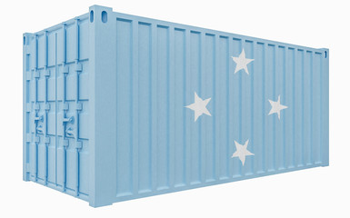 3D Illustration of Cargo Container with Micronesia Flag