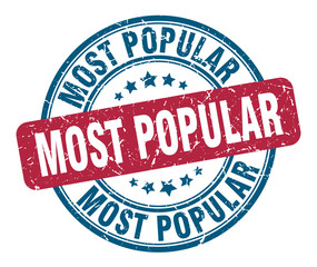 most popular stamp. most popular round grunge sign. most popular