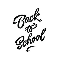 Back to school - lettering calligraphy phrase, handwritten text isolated on the white background. Vector for photo overlays, typography greeting card or t-shirt print, flyer, poster design.