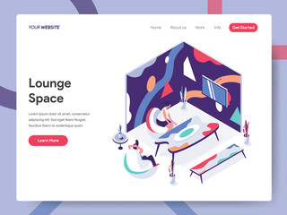 Landing page template of Lounge Space Illustration Concept. Isometric design concept of web page design for website and mobile website.Vector illustration