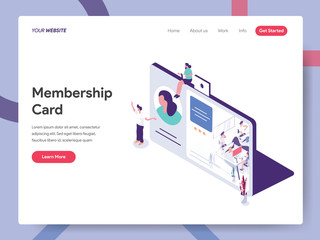 Landing page template of Membership Illustration Concept. Isometric design concept of web page design for website and mobile website.Vector illustration
