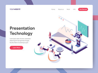 Landing page template of Presentation Technology Illustration Concept. Isometric design concept of web page design for website and mobile website.Vector illustration