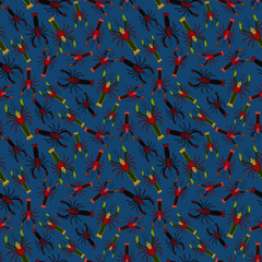 red crayfish seamless pattern. vector illustration