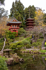 Temples of Japanese Tea Garden in Golden Gate Park, San Francisco, Usa.