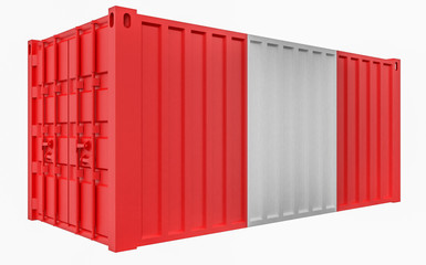 3D Illustration of Cargo Container with Peru Flag