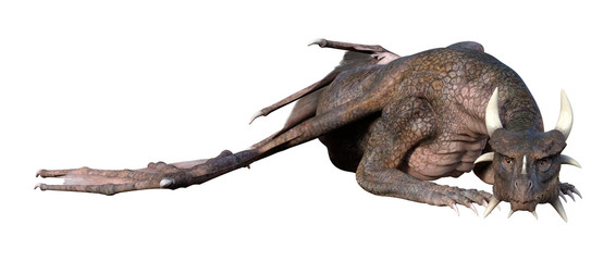 3D Rendering Fairy Tale Dragon on White