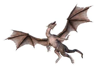 3D Rendering Fairy Tale Dragon on White