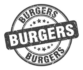 burgers stamp. burgers round grunge sign. burgers