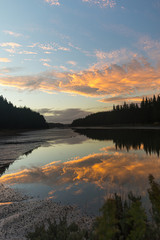 sunset over lake crazy orange sky