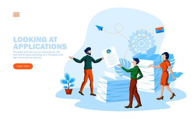 team choosing candidate in many applications concept vector illustration