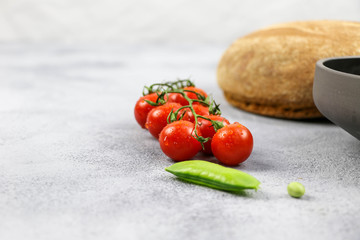 Fresh tomato end  green pea 