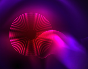 Shiny metallic neon waves vector design