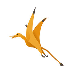 Cute dinosaur with wings flying flat vector illustration isolated on background. © sabelskaya