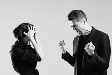 man and woman black and white photo place free