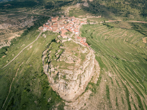 Aerial vief of Gudar, Teruel, Spain