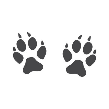 An imprint of the paws of a fox, cat or wild animal with claws.