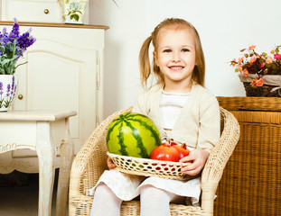 Fototapeta premium little cute girl playing at home, lifestyle people concept