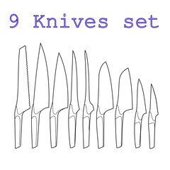 Outline vector set of the illustrations of knives