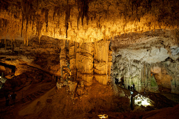 Imposing limestone cave (Tropfsteinhöhle) Grotta di Nettuno in Sardegna (Italy)