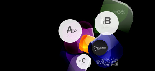 Retro colorful geometric background - circles on black, great design for any purposes. Creative minimal concept