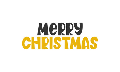 Merry Christmas. Xmas. Handwritten vector lettering. Unique hand drawn nursery poster. Cute phrase. Ink brush calligraphy. Scandinavian style font. Poster, card, banner, t-shirt design element